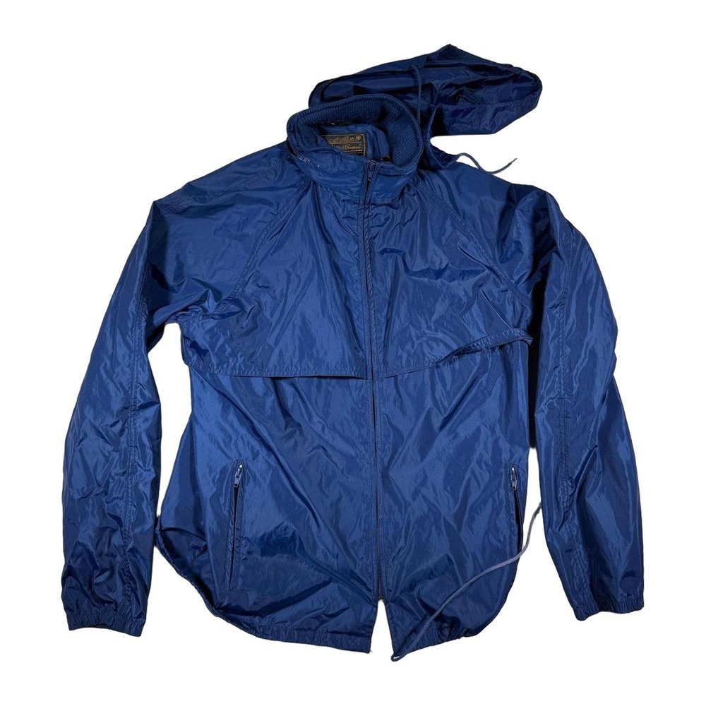 Eddie Bauer Mens Full Zip Hooded Windbreaker Jacket‎ Navy Blue Lightweight Large